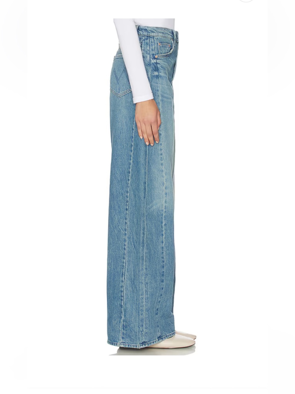 MOTHER Light Blue Wide Leg Flare Jeans - Picture 3 of 11